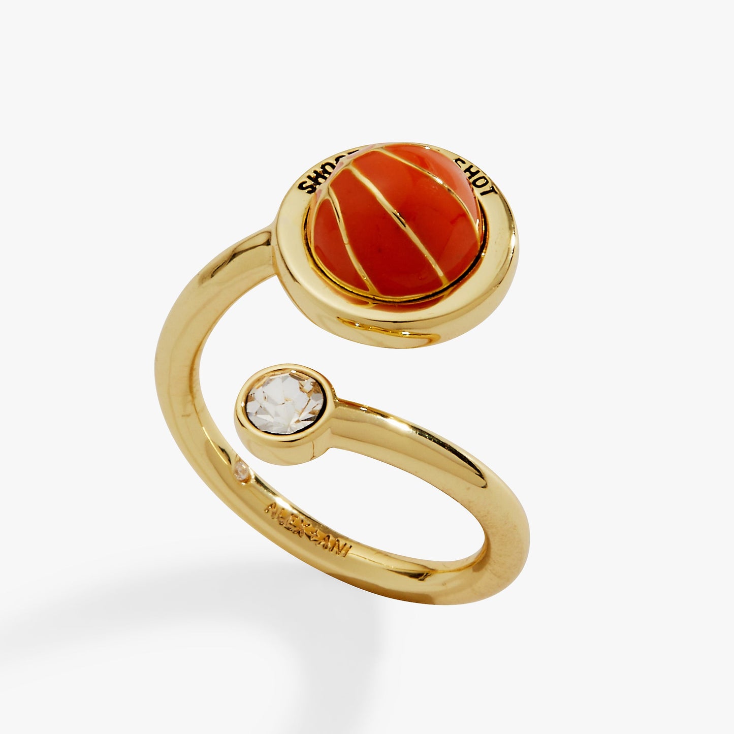 The AmbitionvRing | "Shoot Your Shot" Basketball Enamel & Crystal Open Band