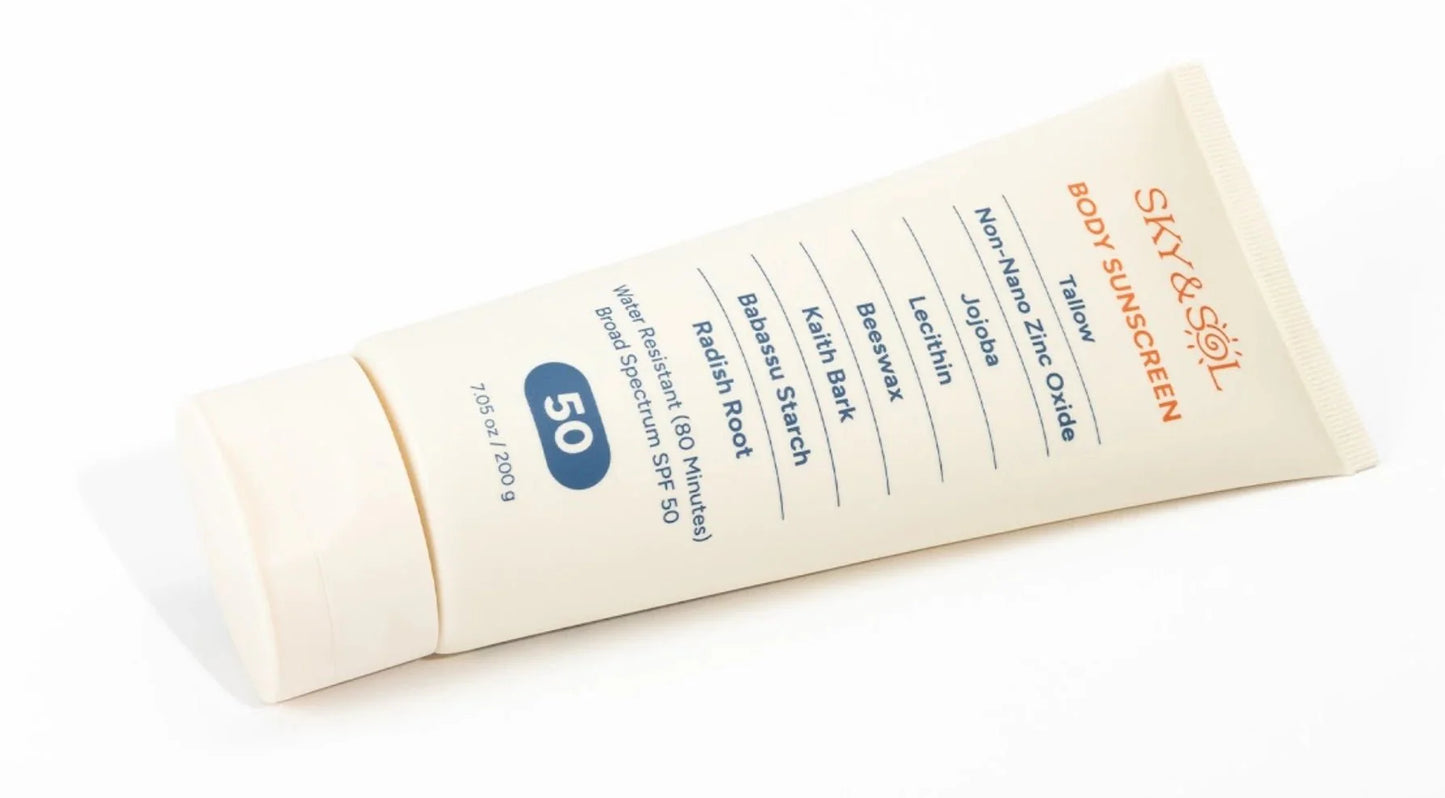 XL Sky and Sol Body Sunscreen SPF 50 | Non-Nano Zinc & Grass-Fed Tallow Protection