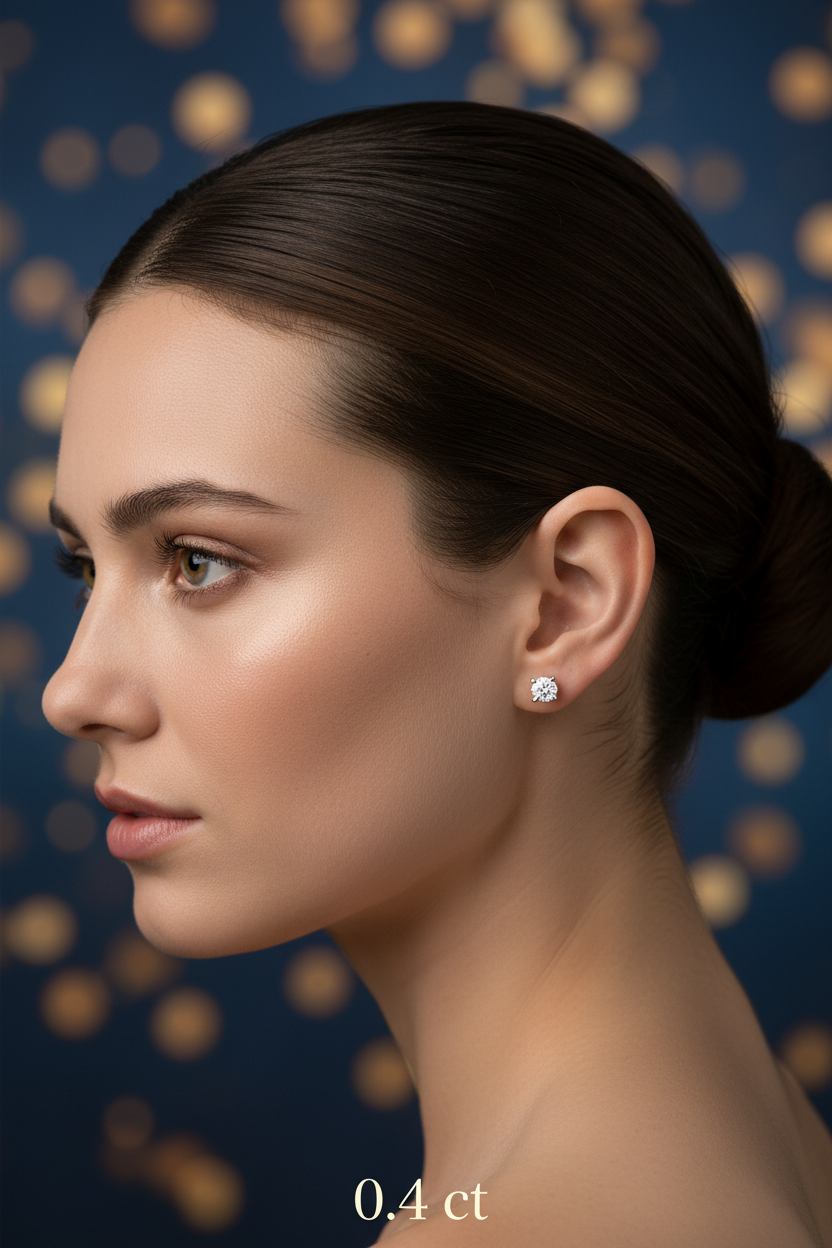0.4 ct Moissanite Stud on Model