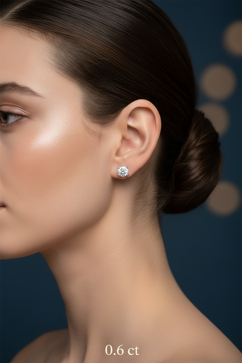 0.6 ct Moissanite Stud on Model
