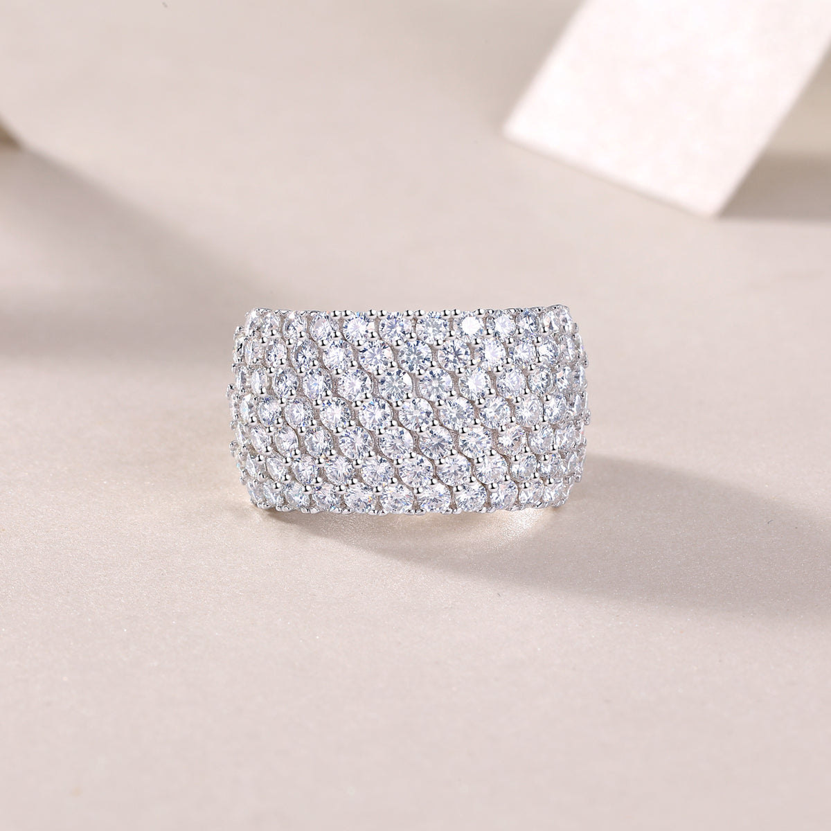 Refined Multi-Row Moissanite Band in Sterling Silver