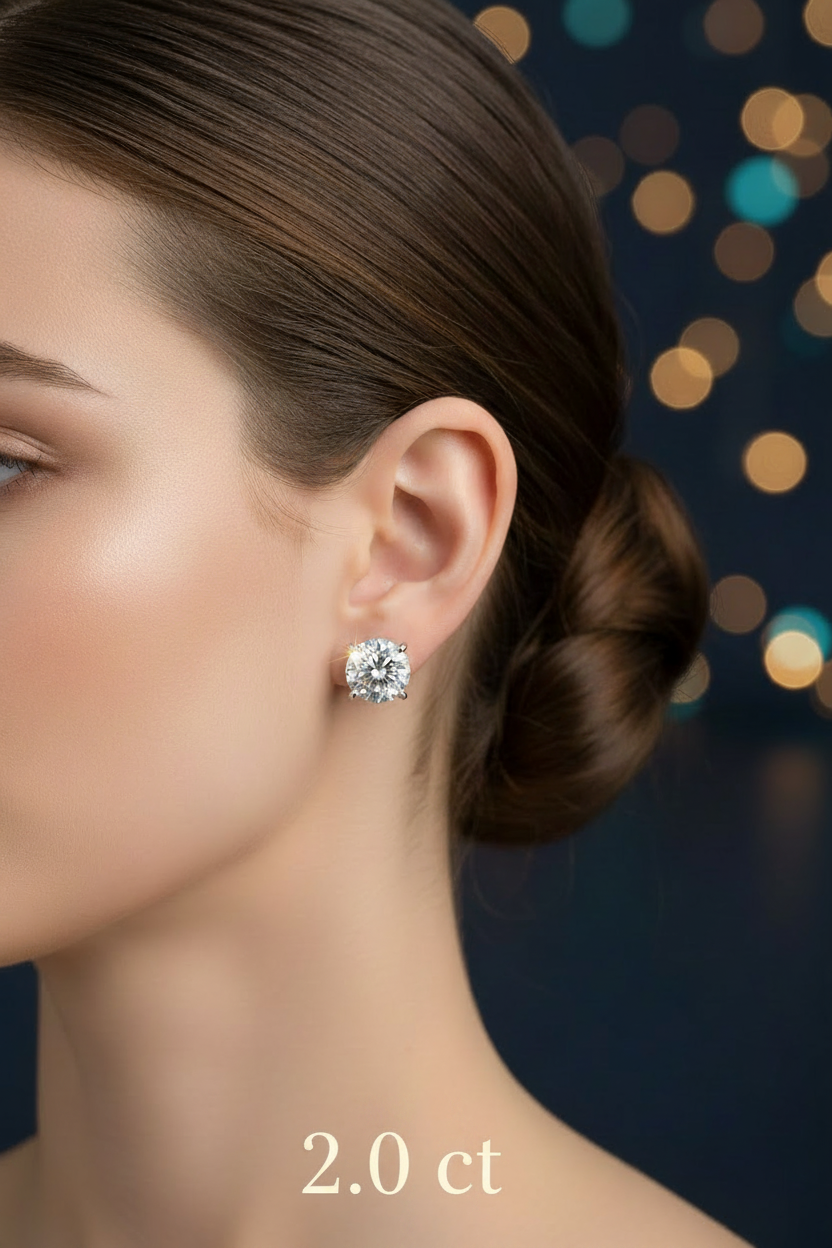 2.0 ct Moissanite Stud on Model