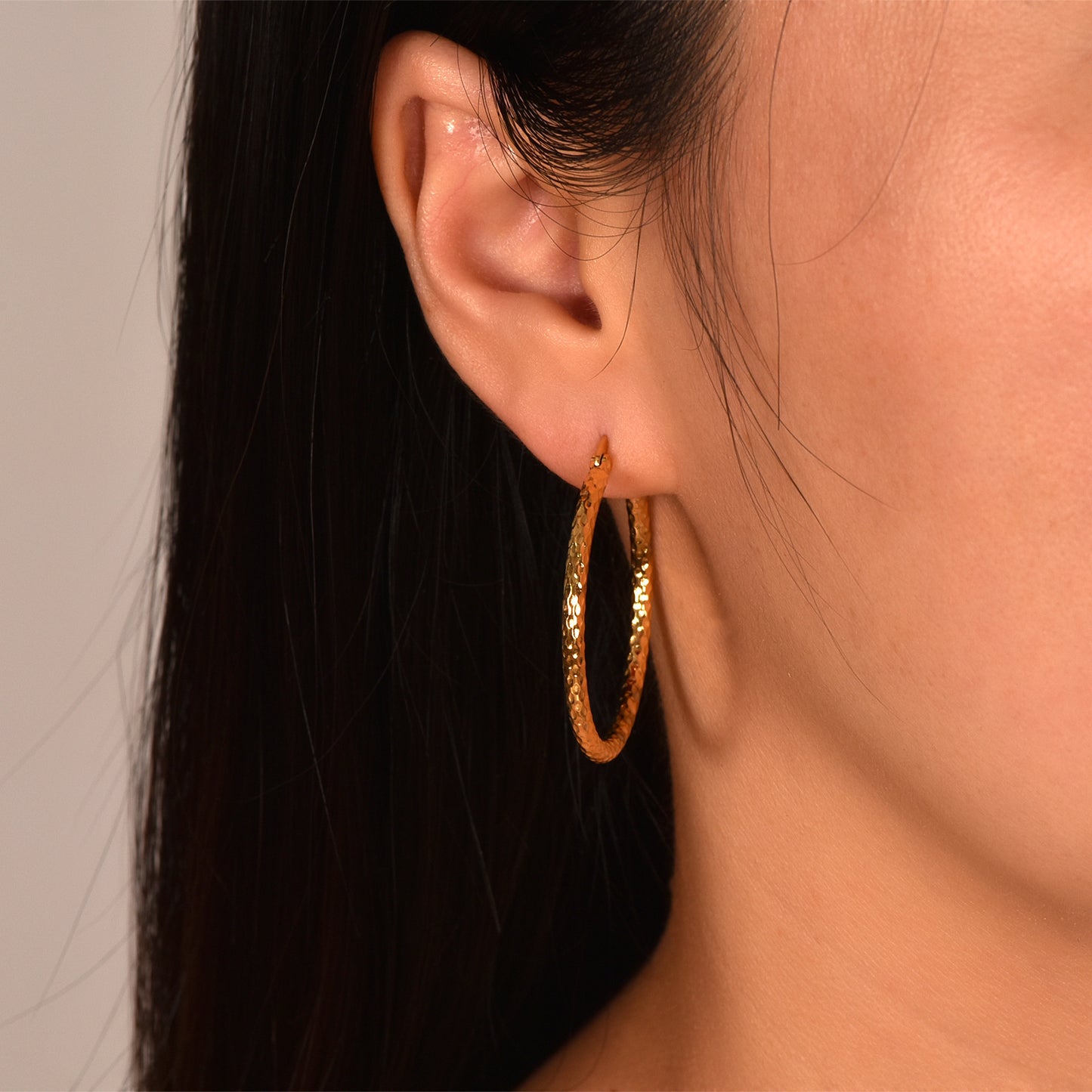 The Laurel Geometric Statement Hoops | Polished 35mm Titanium Steel Hoop Earrings