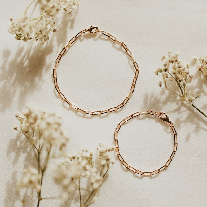Luxe and Laurel Madeline 18k Gold Filled Paperclip Bracelet  | Tarnish-Resistant 3mm Link