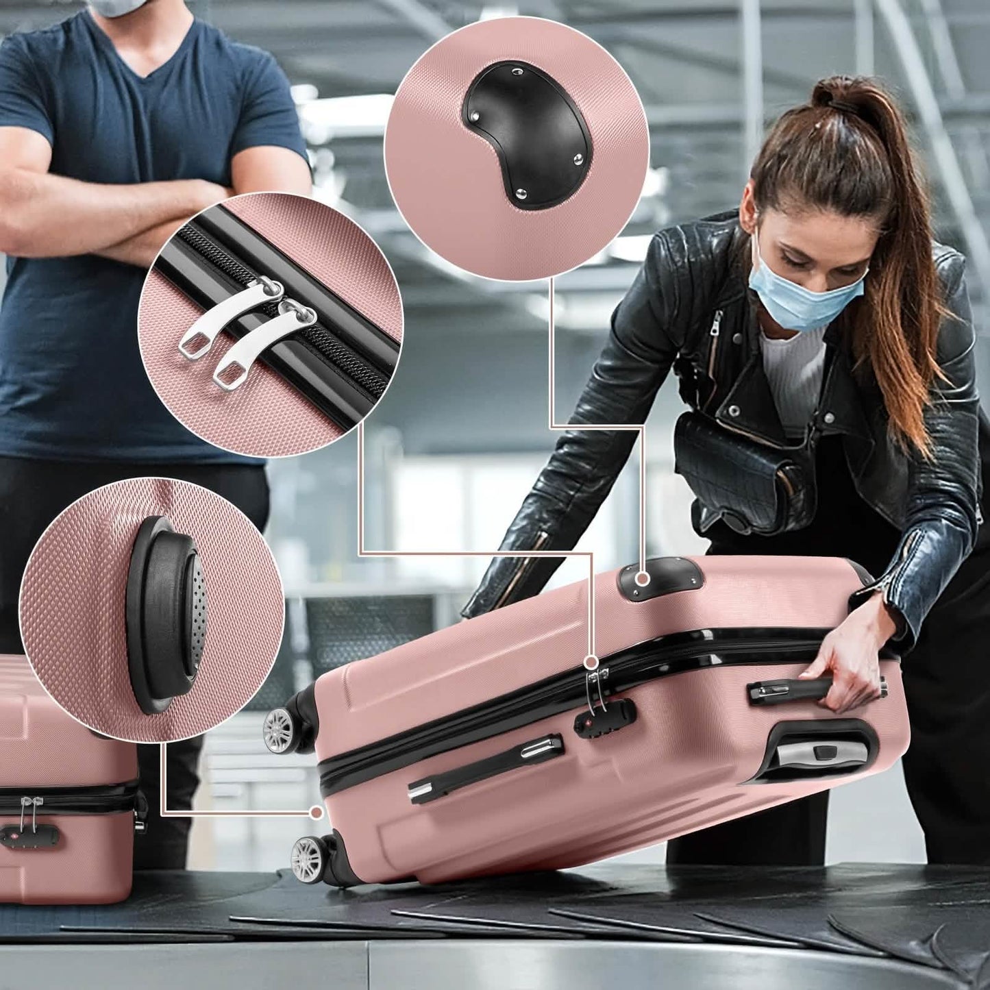 AUTOFOREVER 3-Piece Minimalist Hard Shell Luggage Set
