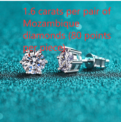925 Sterling Silver Moissanite Stud Earrings | Classic Six-Claw Hexagon Setting