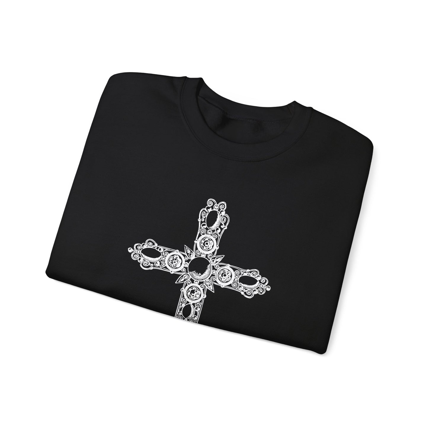 Luxe and Laurel Vintage Heritage Cross Sweatshirt — Cotton-Blend Crewneck with Graphic Motif