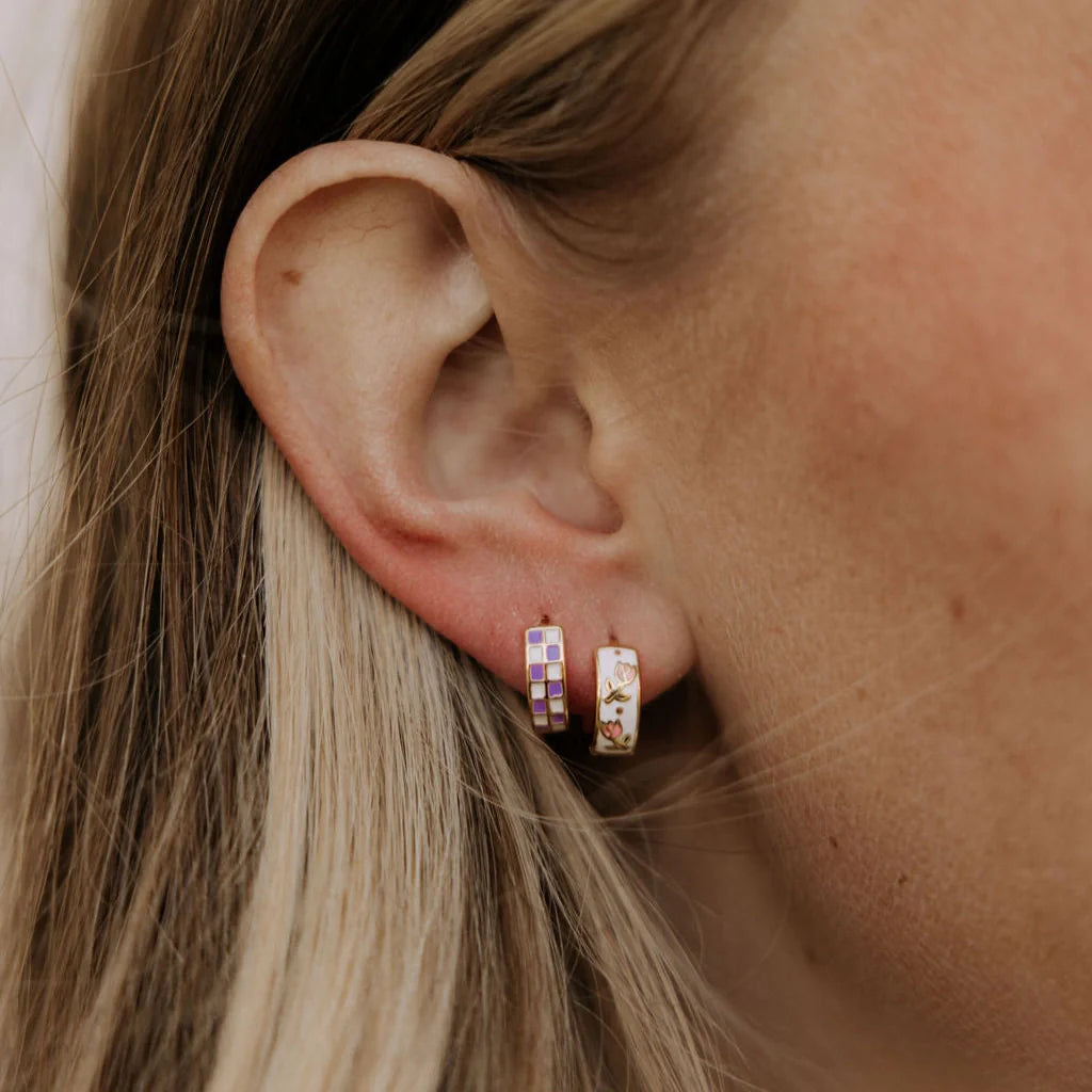 The Eloise Tea Cup Hoops: A Masterpiece of Botanical Enamel Artistr