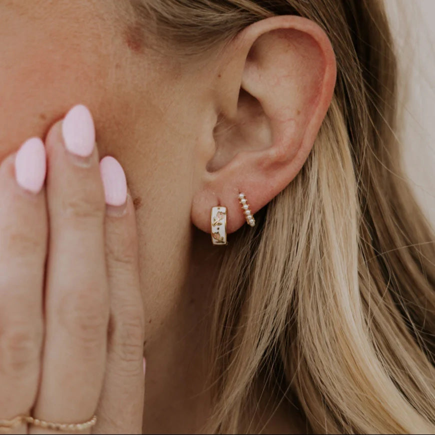 The Eloise Tea Cup Hoops: A Masterpiece of Botanical Enamel Artistr
