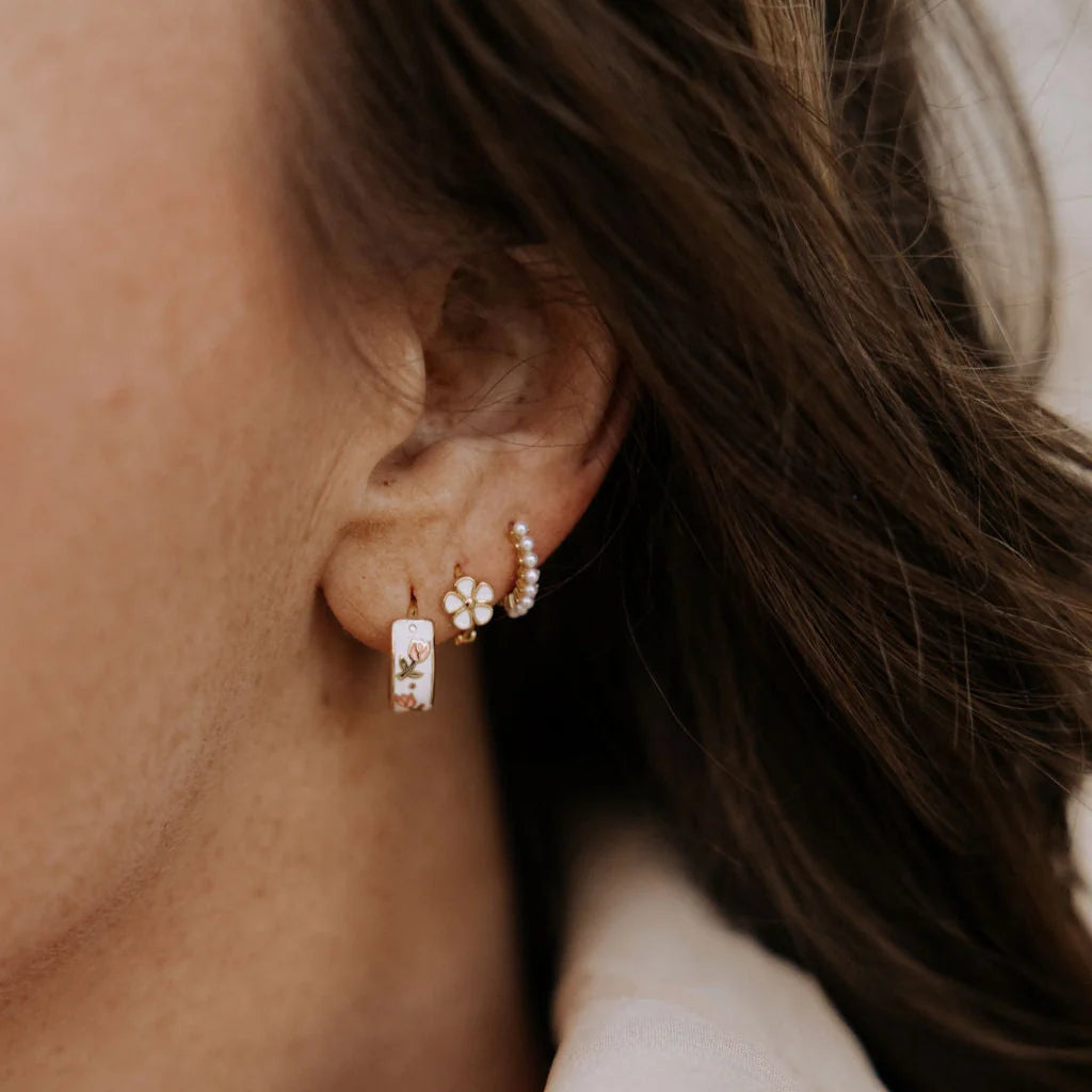 The Eloise Tea Cup Hoops: A Masterpiece of Botanical Enamel Artistr