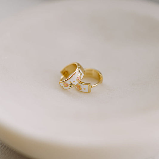 The Eloise Tea Cup Hoops: A Masterpiece of Botanical Enamel Artistr