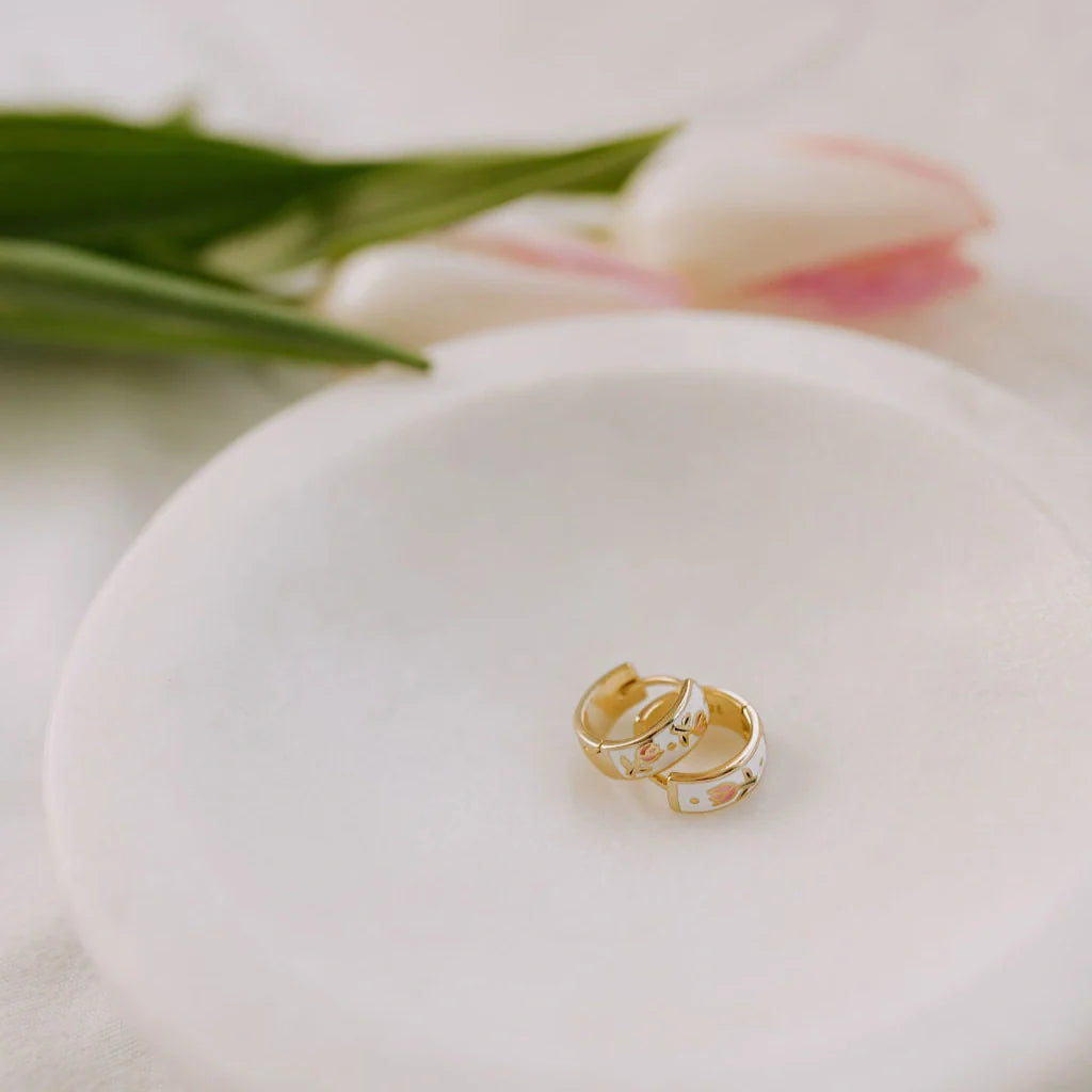 The Eloise Tea Cup Hoops: A Masterpiece of Botanical Enamel Artistr