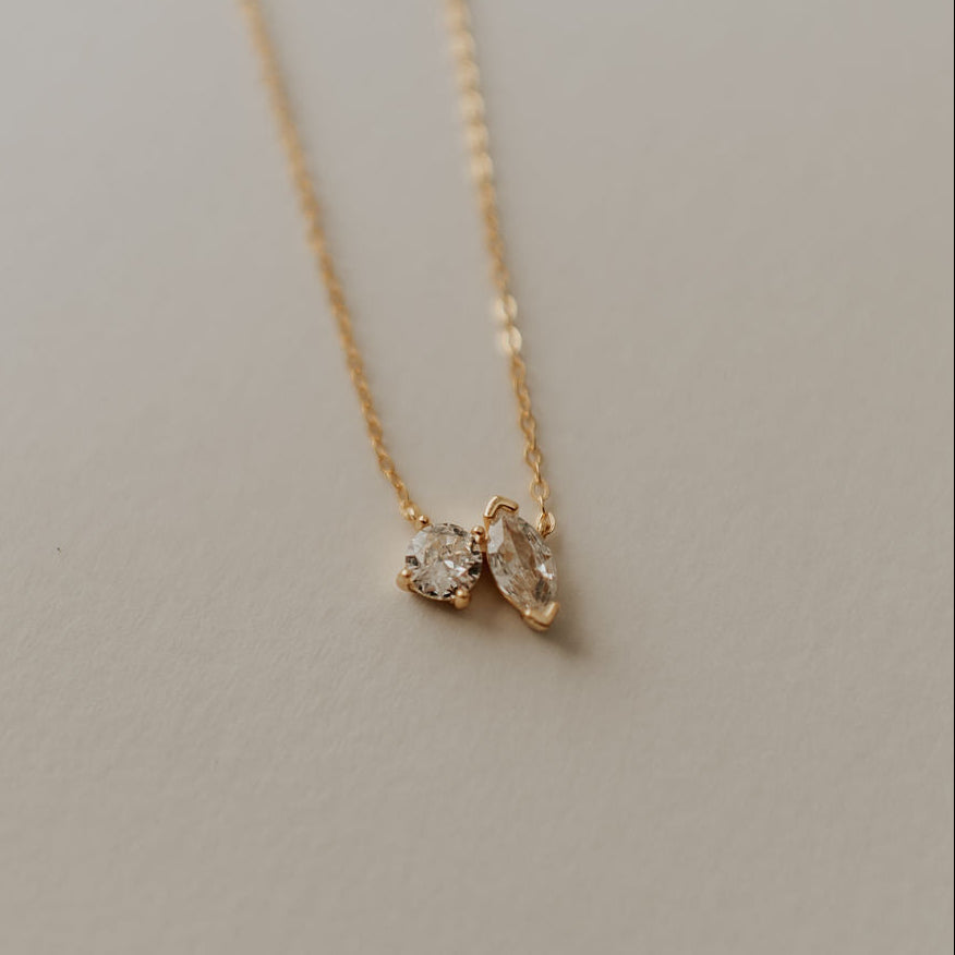 Sloane Two Stone Cubic Zirconia Necklace