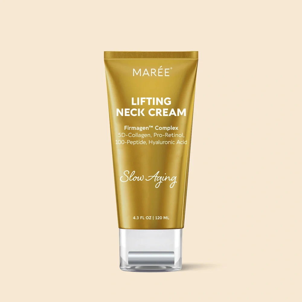Collagen Neck Firming Cream with Integrated Gua Sha Roller: Intensive Lifting Treatment for Sagging Skin and Fine Lines
