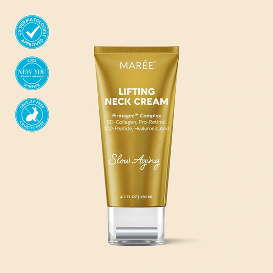 Collagen Neck Firming Cream with Integrated Gua Sha Roller: Intensive Lifting Treatment for Sagging Skin and Fine Lines