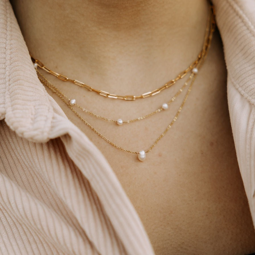 Luxe and Laurel Melbourne Pearl Necklace | 18k Gold Vermeil & Genuine Freshwater Pearl
