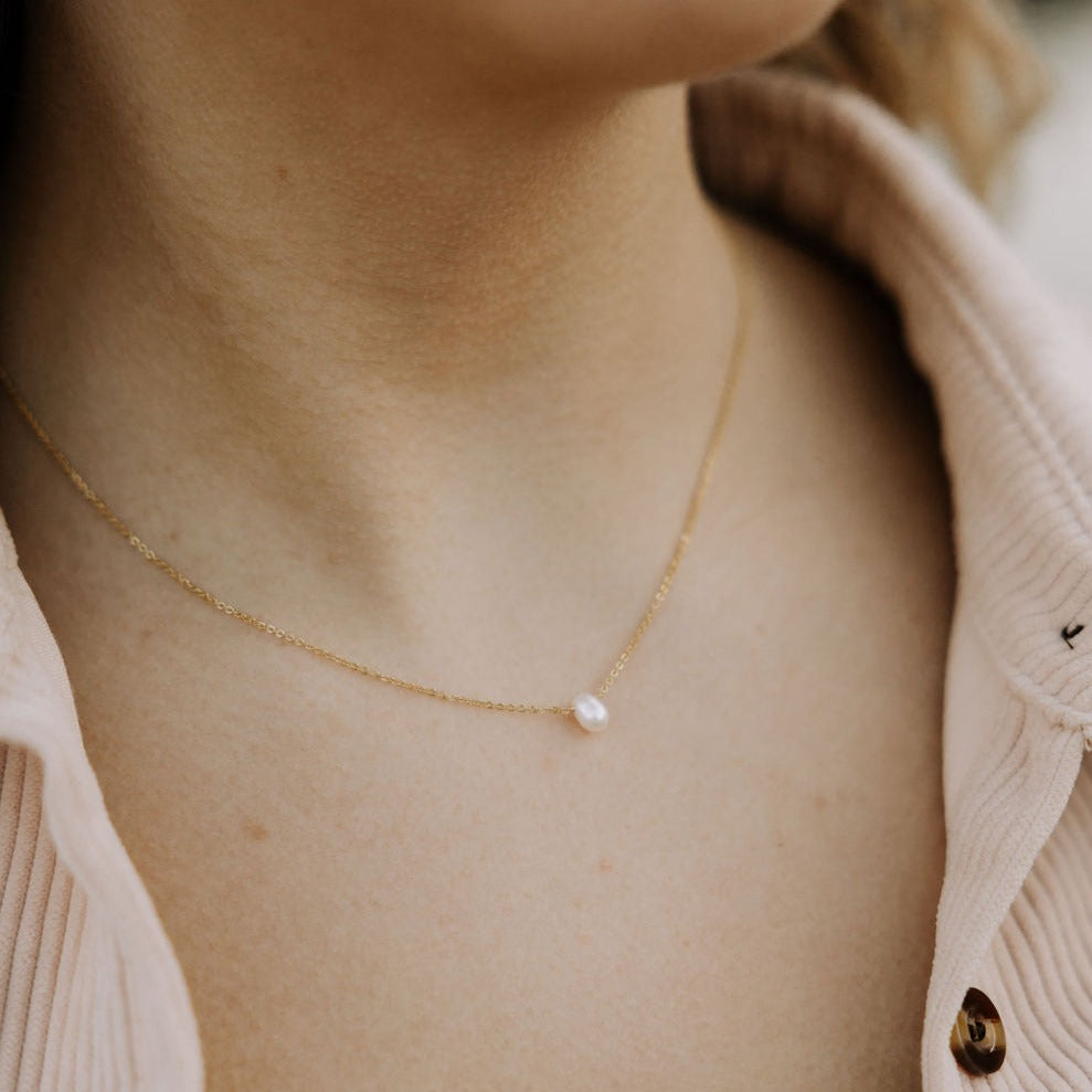 Luxe and Laurel Melbourne Pearl Necklace | 18k Gold Vermeil & Genuine Freshwater Pearl