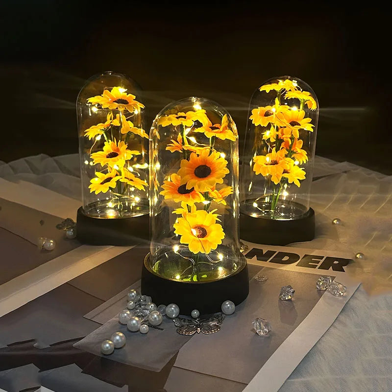 LED Sunflowers in a Dome – A Radiant Symbol of Joy & Warmth
