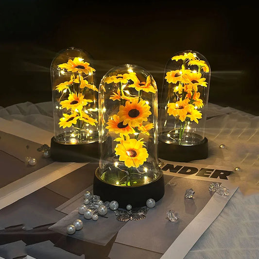 LED Sunflowers in a Dome – A Radiant Symbol of Joy & Warmth
