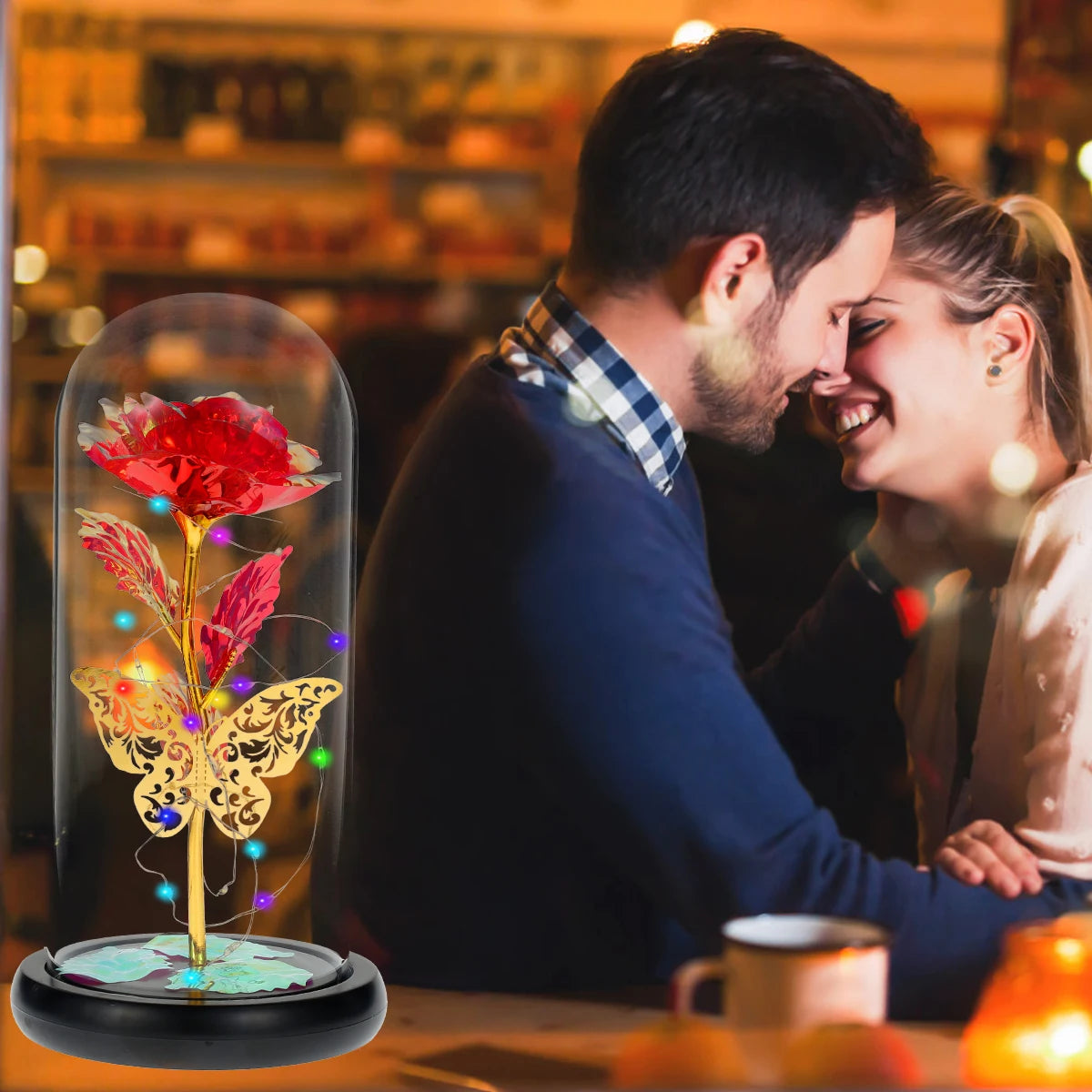 Galaxy Rose Lamp with Butterfly – A Magical Gift for Any Occasion