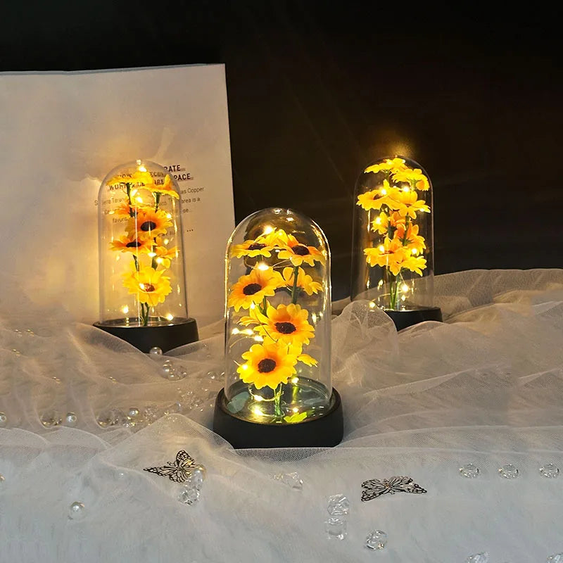 LED Sunflowers in a Dome – A Radiant Symbol of Joy & Warmth