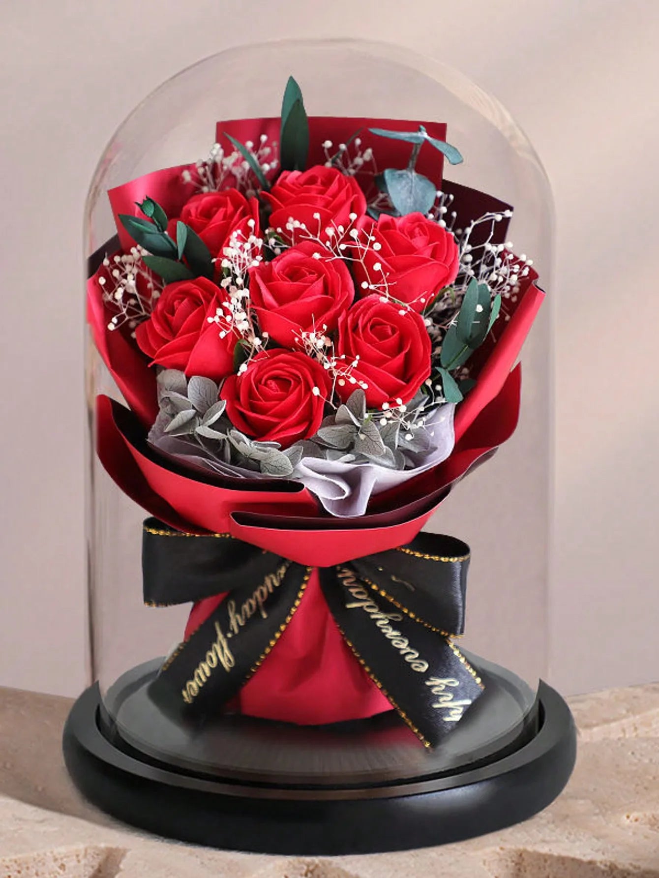 Forever Preserved Rose Bouquet in Glass Dome – A Symbol of Eternal Love