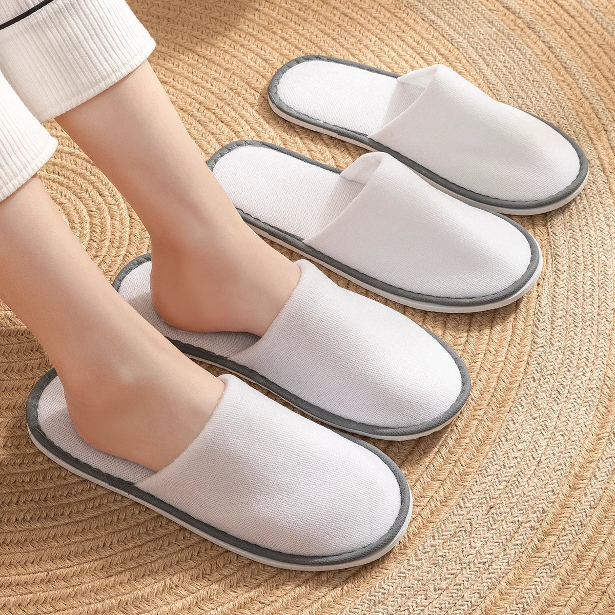5 Pack Disposable Hotel Slippers (One-Time Use)