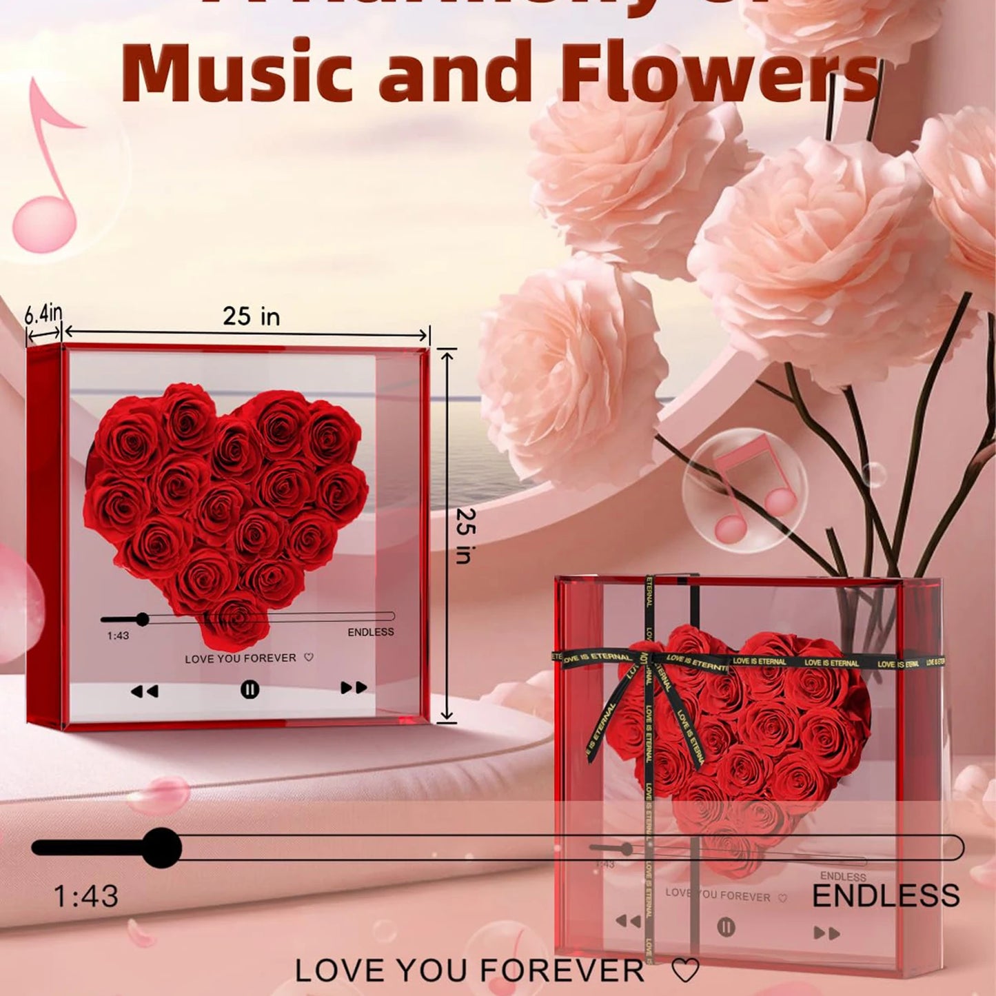Timeless Preserved Heart-Shaped Rose with Playlist Song – A Love That Lasts Forever