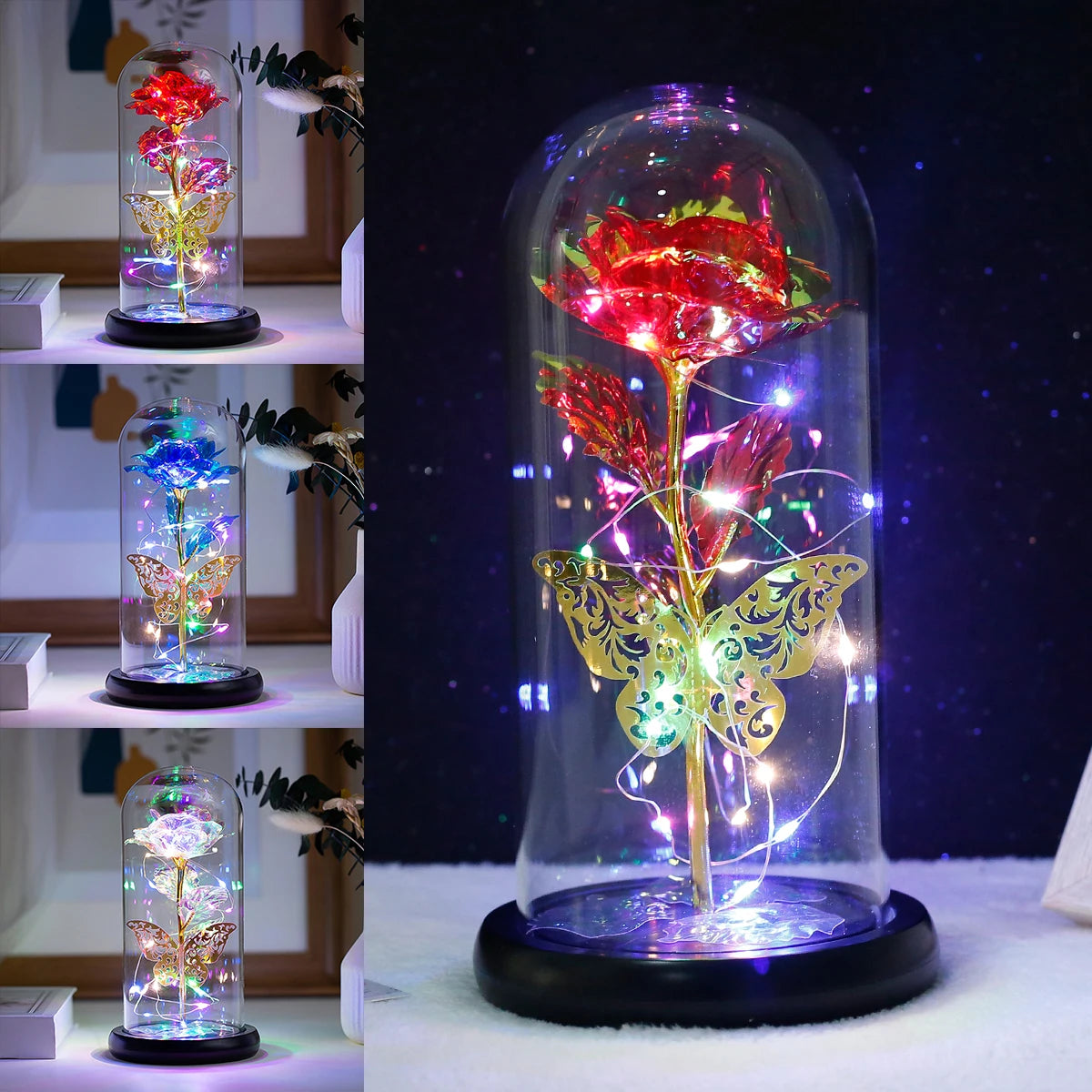 Galaxy Rose Lamp with Butterfly – A Magical Gift for Any Occasion