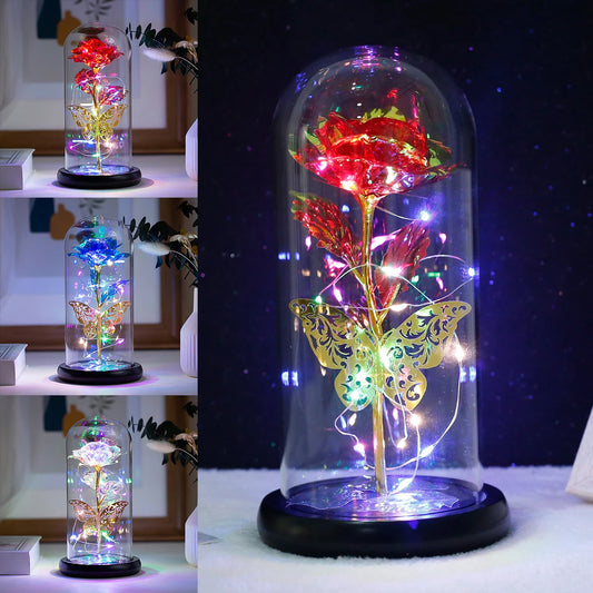 Galaxy Rose Lamp with Butterfly – A Magical Gift for Any Occasion