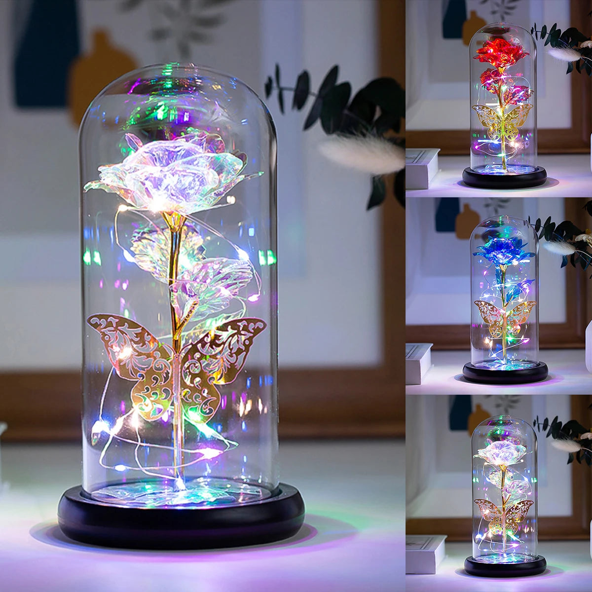 Galaxy Rose Lamp with Butterfly – A Magical Gift for Any Occasion