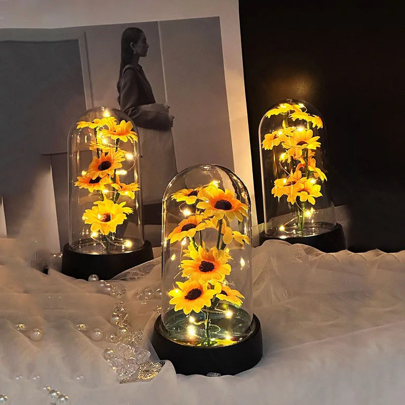 LED Sunflowers in a Dome – A Radiant Symbol of Joy & Warmth