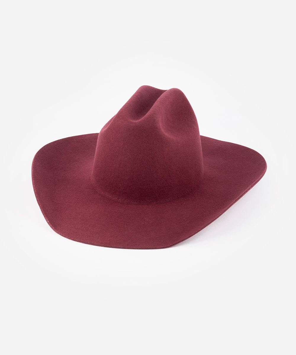 Maroon cowboy hat on a white background
