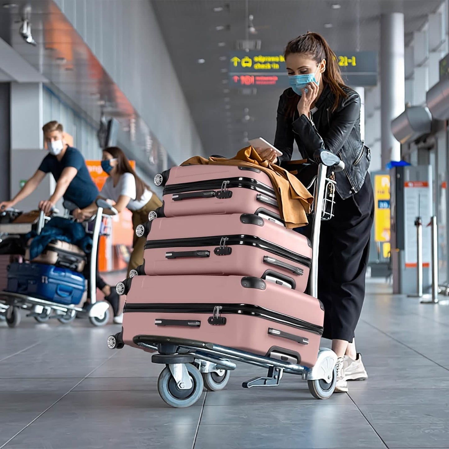 AUTOFOREVER 3-Piece Minimalist Hard Shell Luggage Set