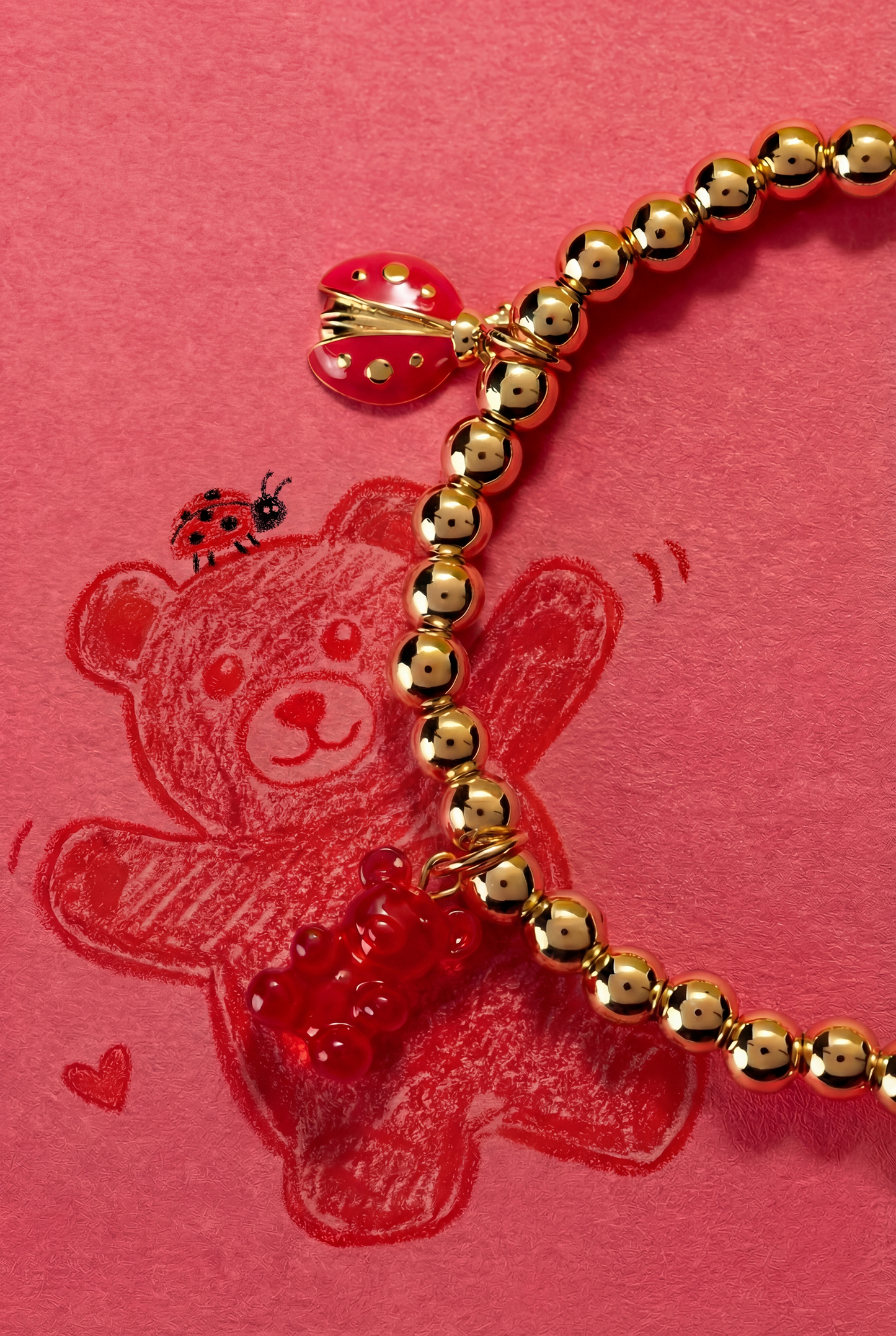 Luxe and Laurel Crayola Scarlet Charm Bracelet | Nostalgic Stretch Jewelry with Enamel Charms