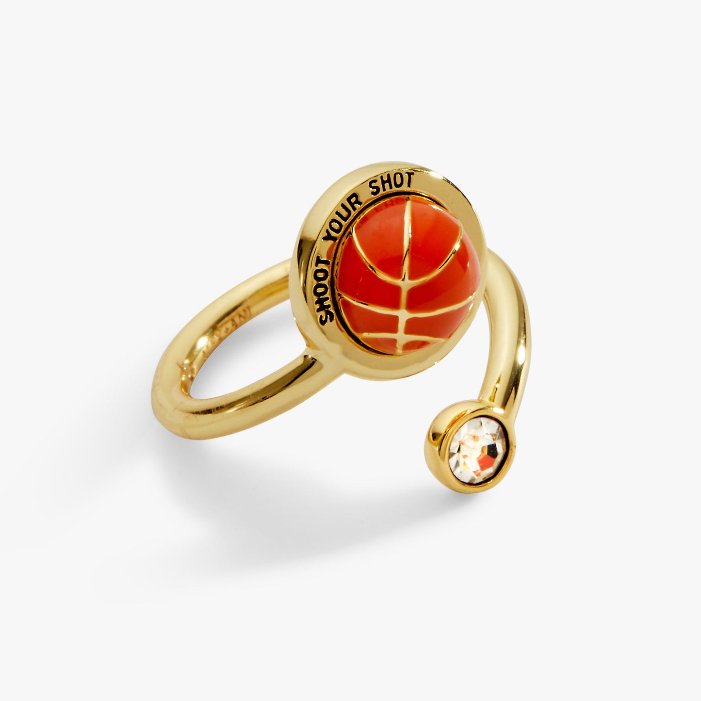 The AmbitionvRing | "Shoot Your Shot" Basketball Enamel & Crystal Open Band