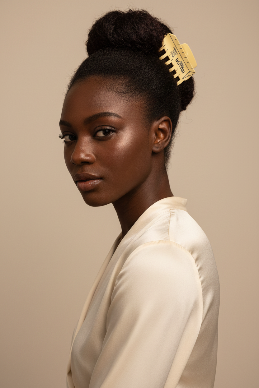 Black Woman with Butter Claw Clip