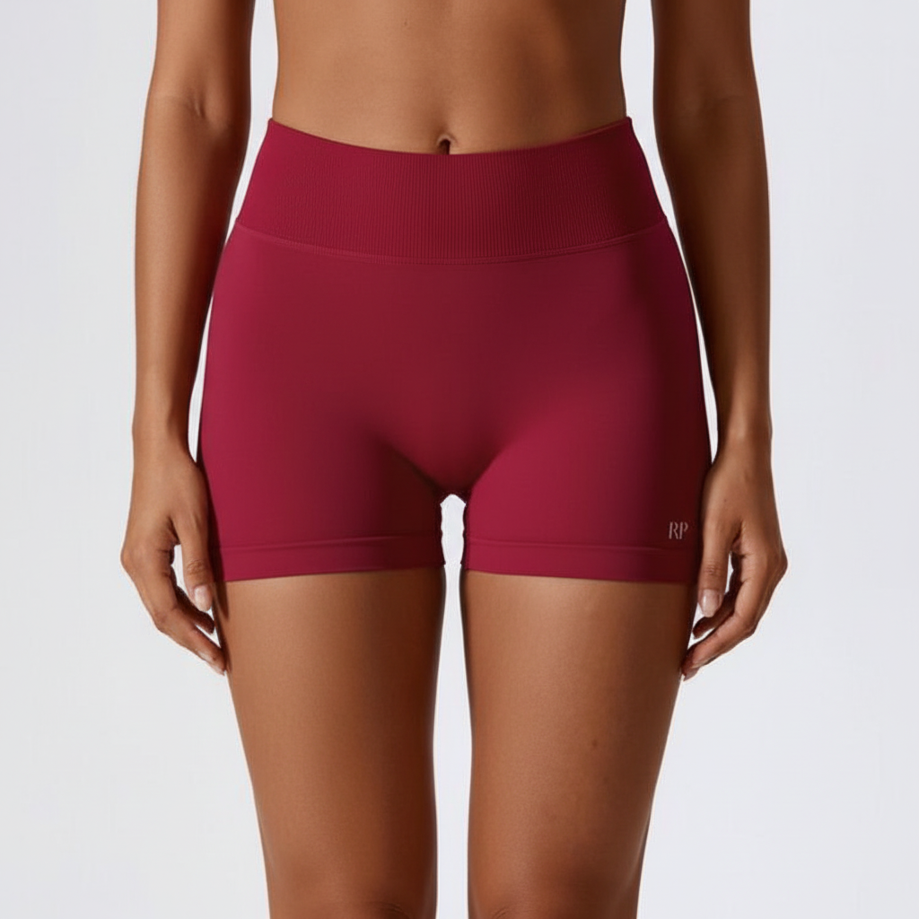 Burgundy Shorts Front Close-Up