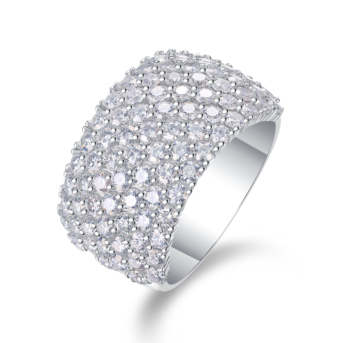 Refined Multi-Row Moissanite Band in Sterling Silver
