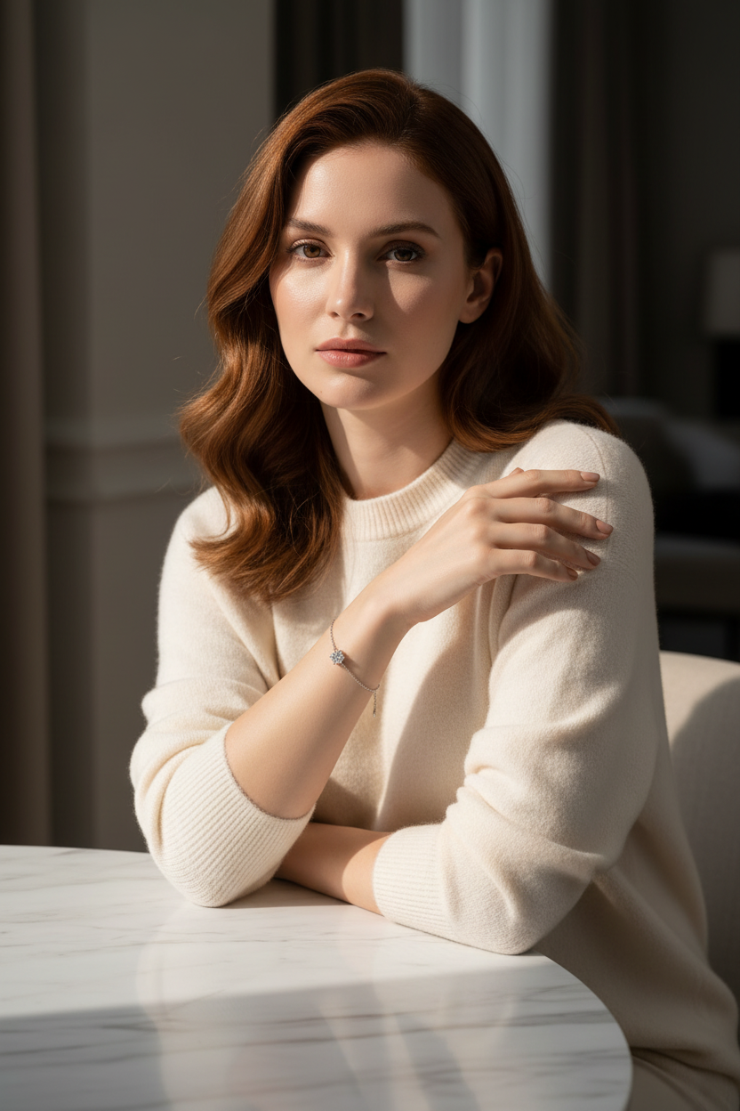 Cashmere & Marble — Extended Arm Pose