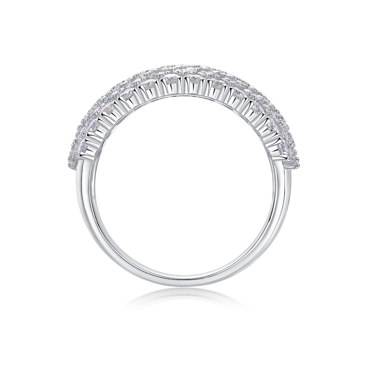 Refined Multi-Row Moissanite Band in Sterling Silver