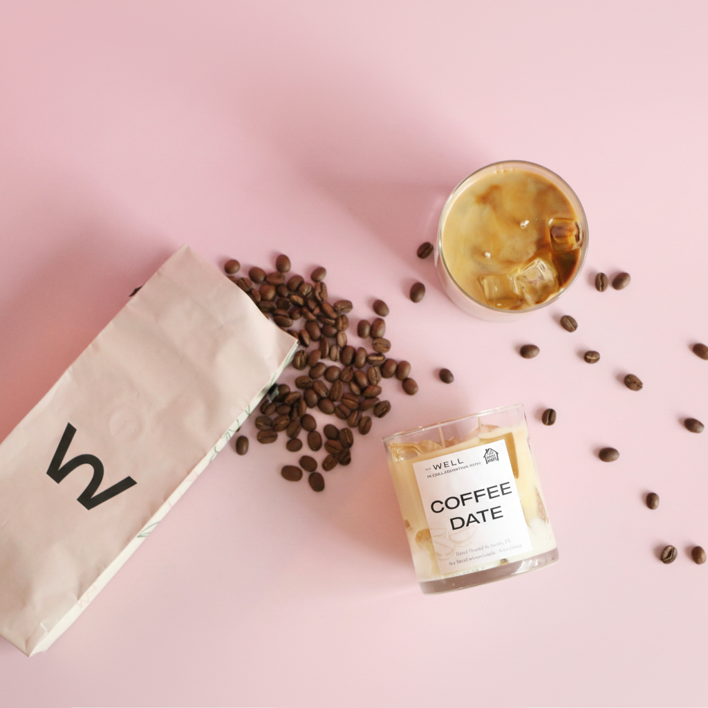 Coffee Date Candle Overhead Square