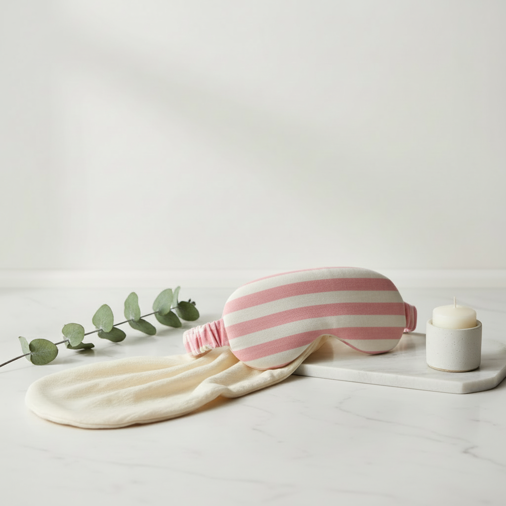 Cooling Bamboo Sleep Mask – Pink White Stripe