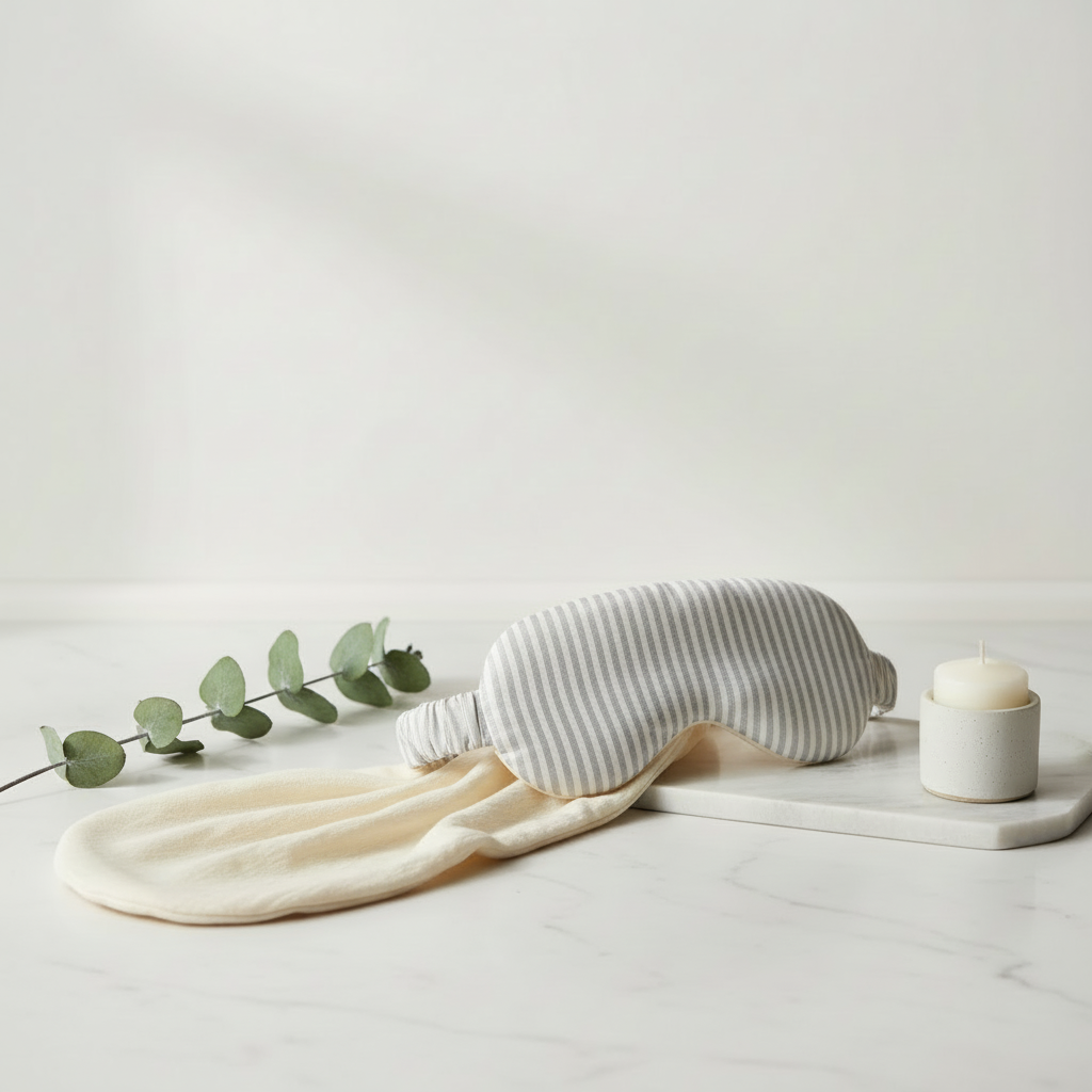 Cooling Bamboo Sleep Mask – Silver White Stripe