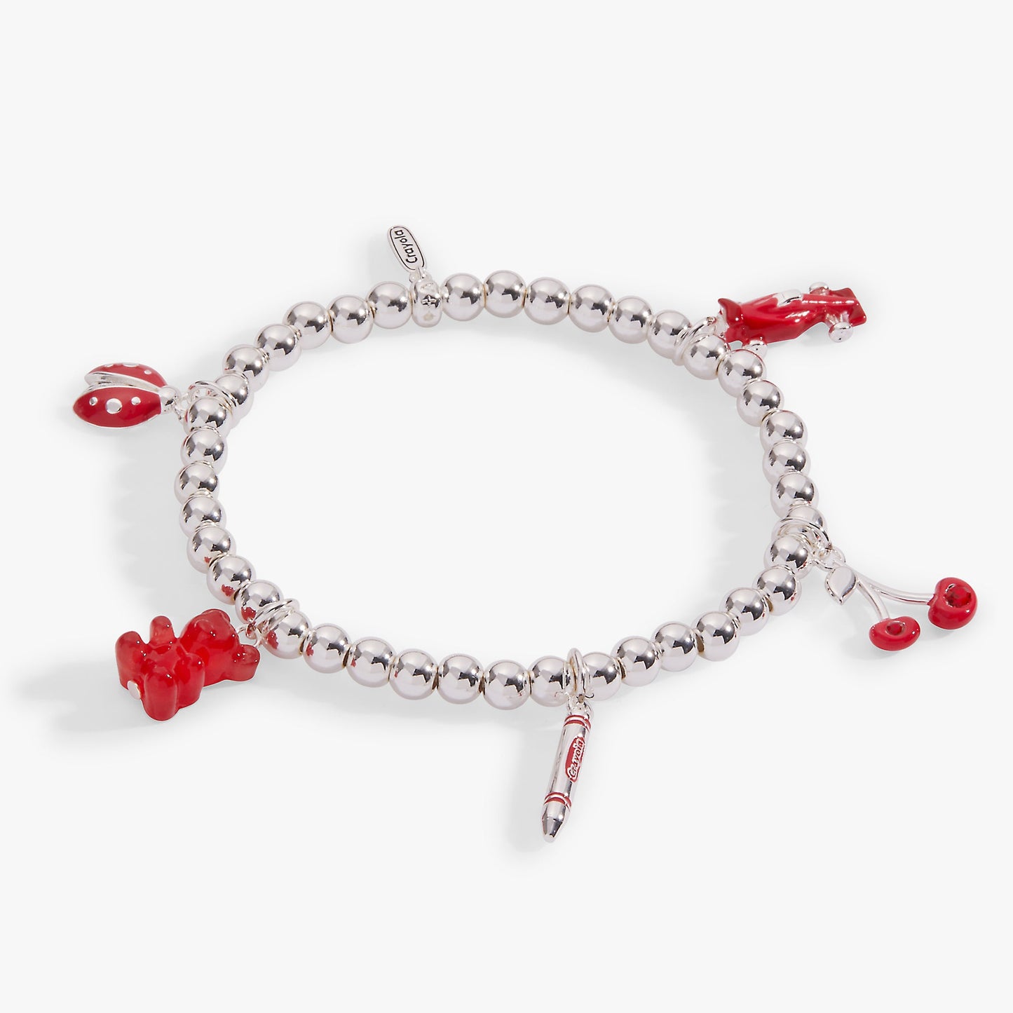 Luxe and Laurel Crayola Scarlet Charm Bracelet | Nostalgic Stretch Jewelry with Enamel Charms
