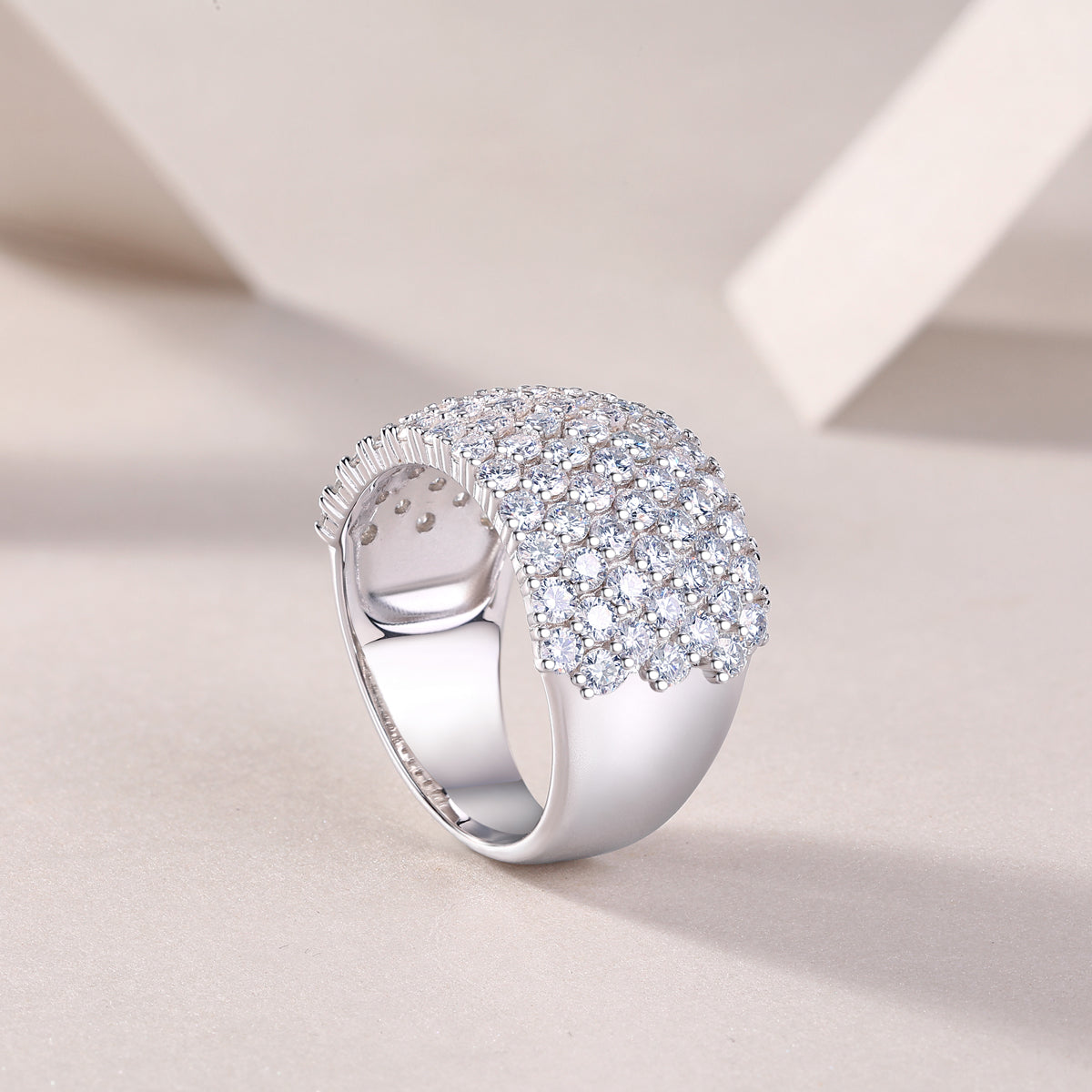 Refined Multi-Row Moissanite Band in Sterling Silver