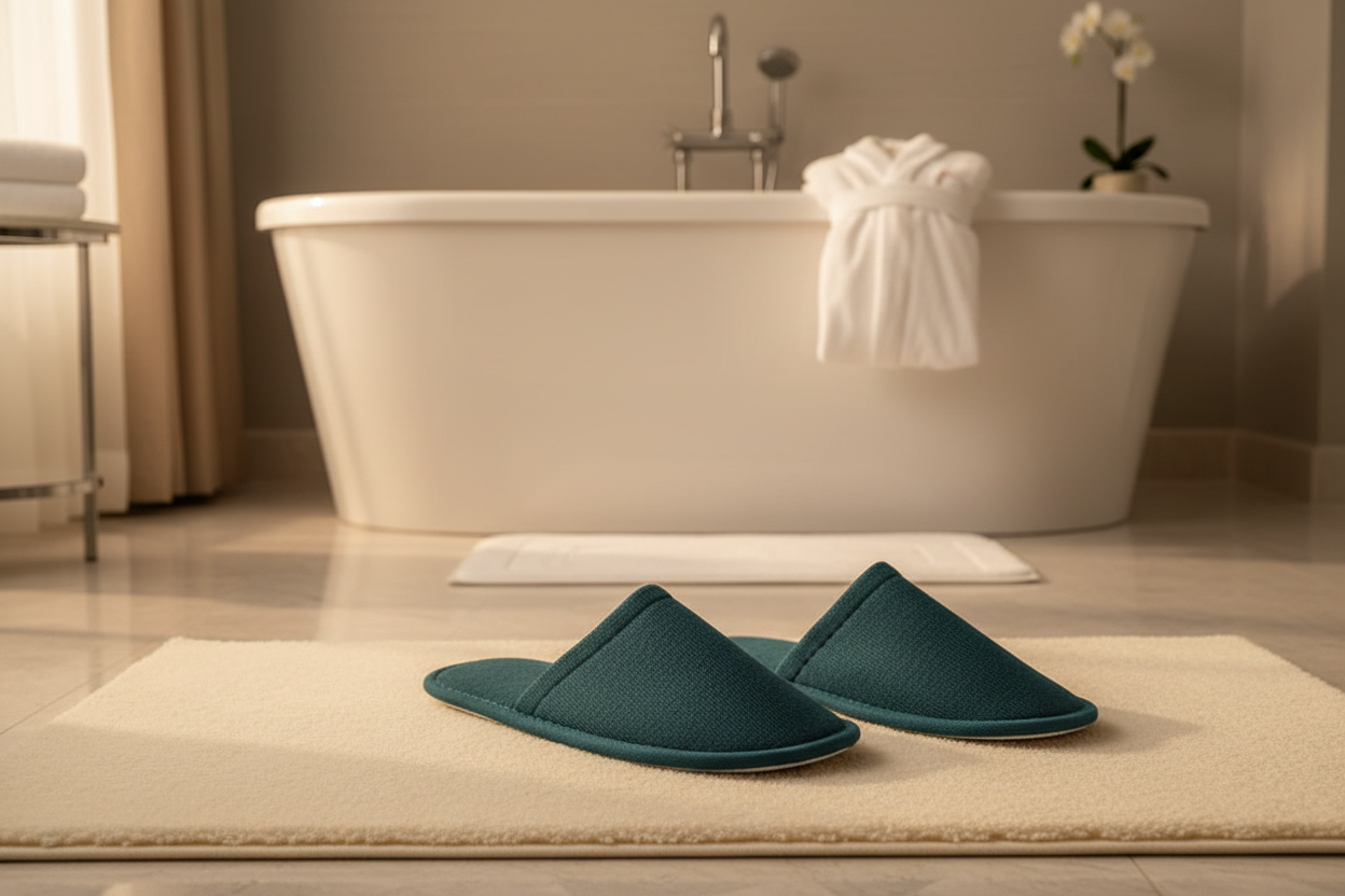 Dark Teal Slippers Editorial