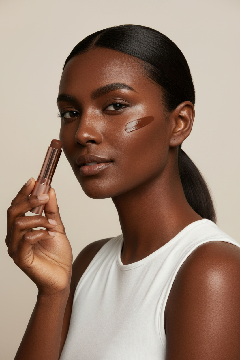 Deep Shade Model Holding Product Like Reference