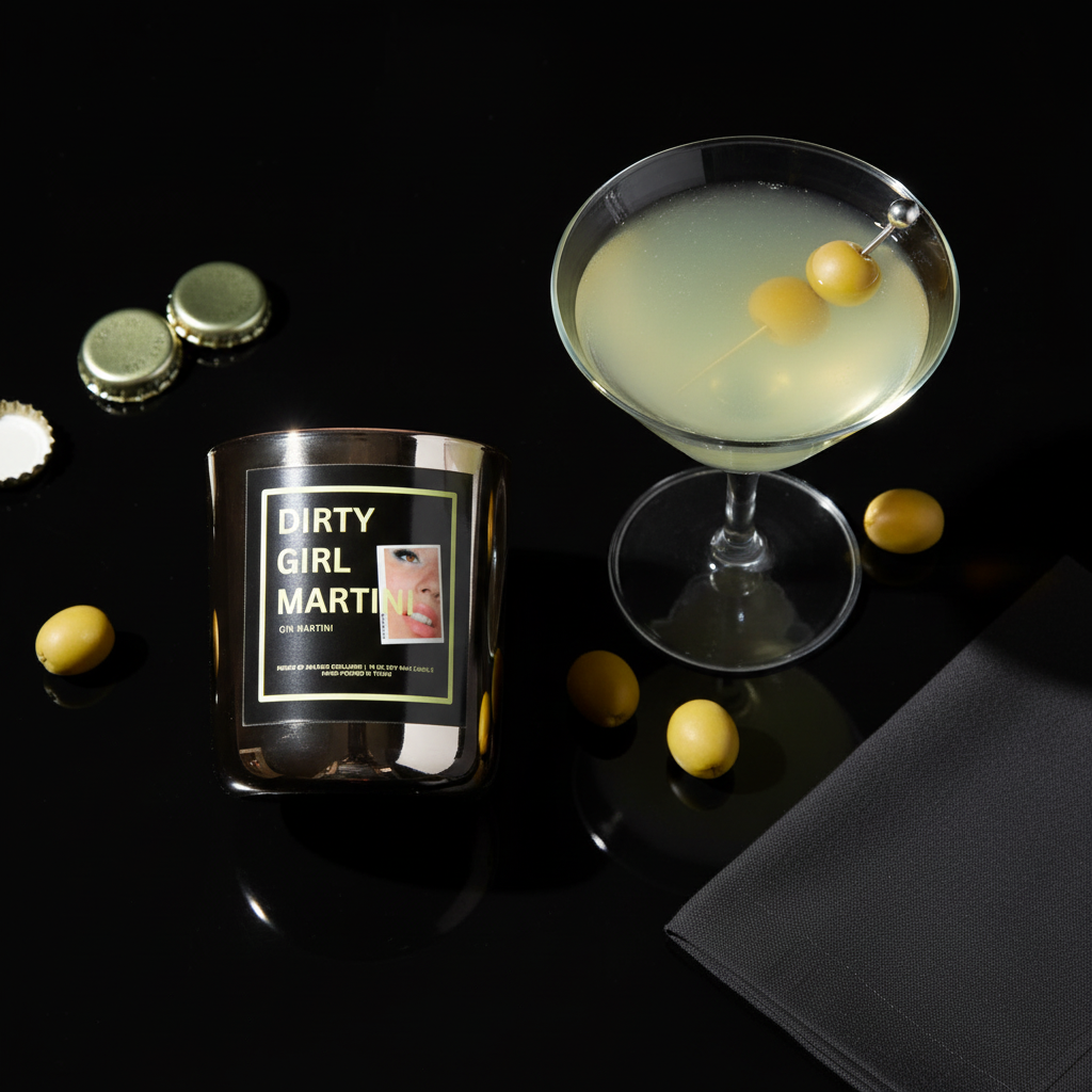 Dirty Girl Martini Overhead Flat Lay