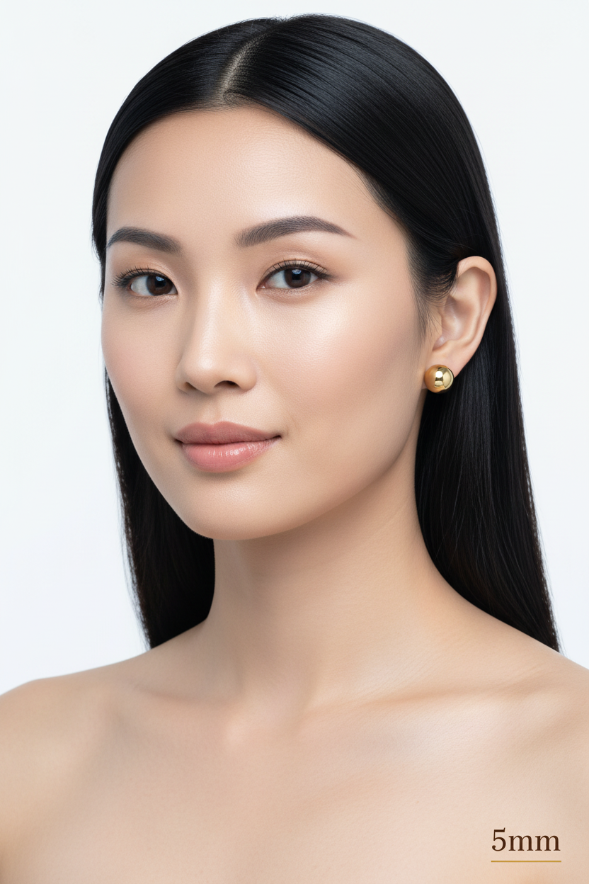 Gold Ball Studs - 5mm Asian Portrait
